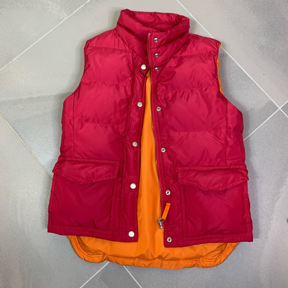 J Crew Down Puffer Vest Coat Hot Pink Orange